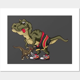 Funny Trex Trying to Tie Laces Velociraptor Posters and Art